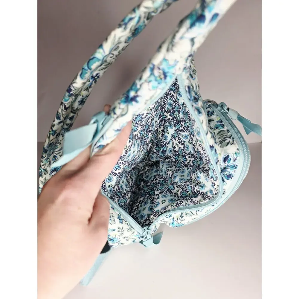 VERA BRADLEY Iconic Sling Backpack Bag CLOUD VINE Aqua Blue Floral Crossbody